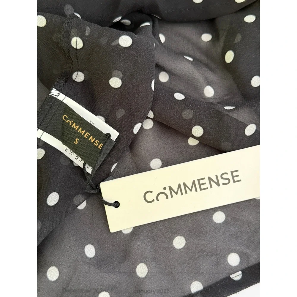 Commense Maxi Dress Women S Black Polka Dot Sheer Chiffon Beach Vacation Summer - Picture 8 of 13